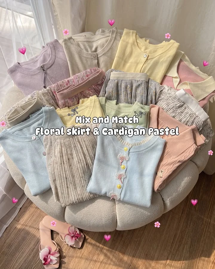 Florat Skirt Cardigan Pastel