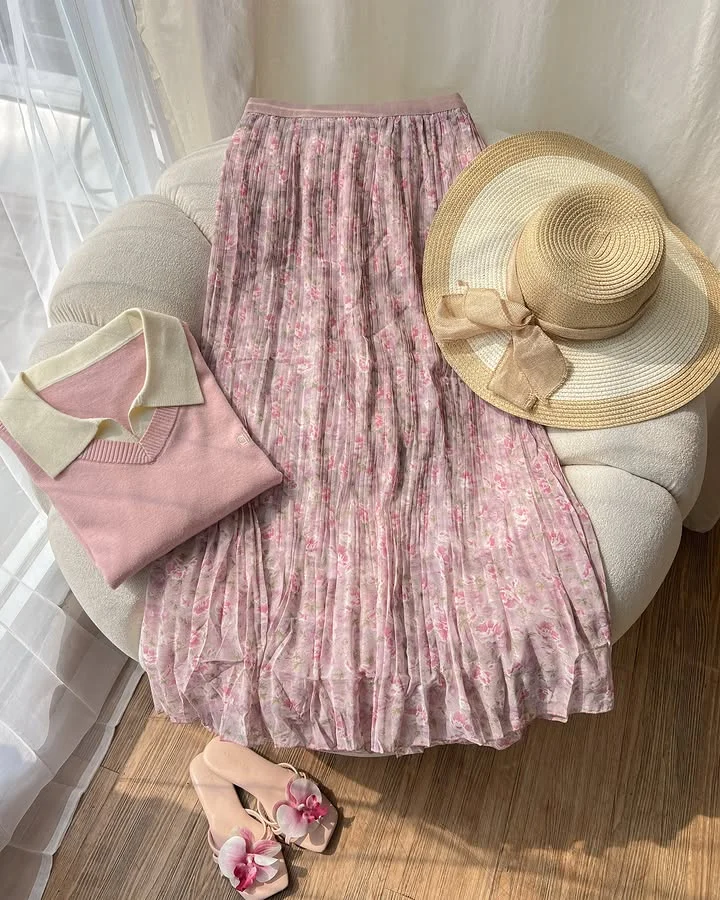 Florat Skirt Cardigan Pastel - Foto 6